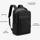 Mochila Executiva Slim para Notebook - Unissex Masculina e Feminina, Impermeável, Antifurto, Reforçada, Saída Cabo USB, Escola, Faculdade, Trabalho, Viagem