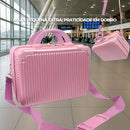 Mala de Bordo 10kg com Frasqueira Bagagem de Mão Expansivel Aprovada ANAC com 4 Rodas duplas 360° Cadeado AntiFurto TSA Mala de Viagem Alça Lateral com Divisória, Leve Resistente (Rosa)