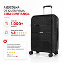 Mala Grande 23kg em Polipropileno Ultra Resistente, Rodas Duplas 360º, Cadeado 3 Dígitos Personalizável Sestini PP Prime Preto de Viagem (Grande)