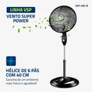 MONDIAL Ventilador Coluna 110V, 40cm, 6 pás, Super Power - VSP-40C-B