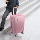 Mala de Bordo 10kg com Frasqueira Bagagem de Mão Expansivel Aprovada ANAC com 4 Rodas duplas 360° Cadeado AntiFurto TSA Mala de Viagem Alça Lateral com Divisória, Leve Resistente (Rosa)