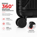 Mala Grande 23kg em Polipropileno Ultra Resistente, Rodas Duplas 360º, Cadeado 3 Dígitos Personalizável Sestini PP Prime Preto de Viagem (Grande)