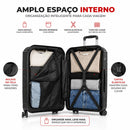 Mala Grande 23kg em Polipropileno Ultra Resistente, Rodas Duplas 360º, Cadeado 3 Dígitos Personalizável Sestini PP Prime Preto de Viagem (Grande)